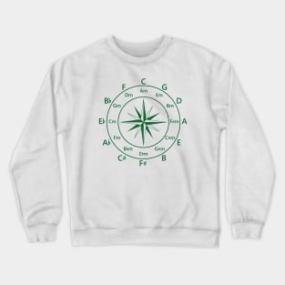 Circle of Fifths Compass Style Dark Green Crewneck Sweatshirt